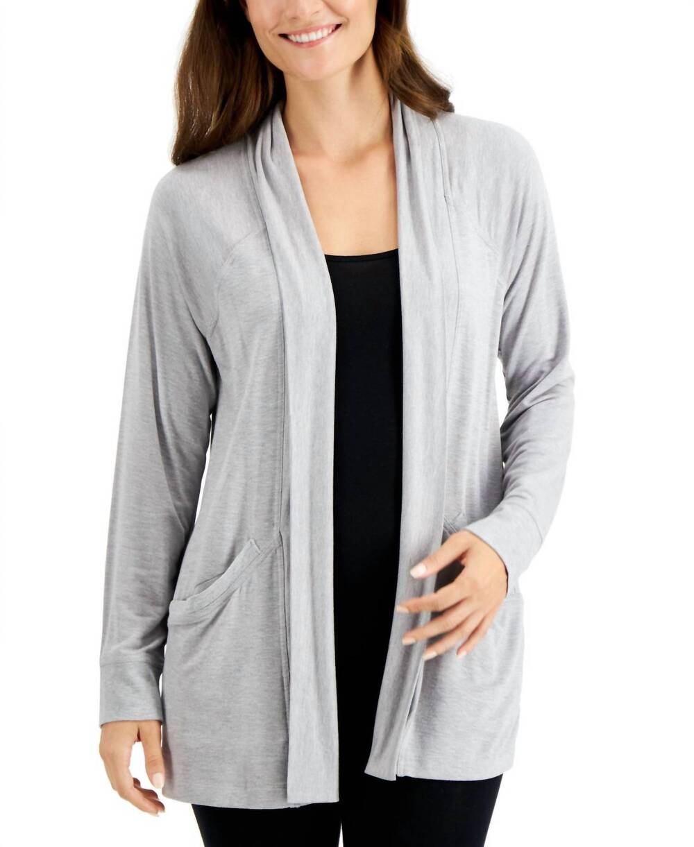 NEW ALFANI open-front lounge wrap in charcoal heather